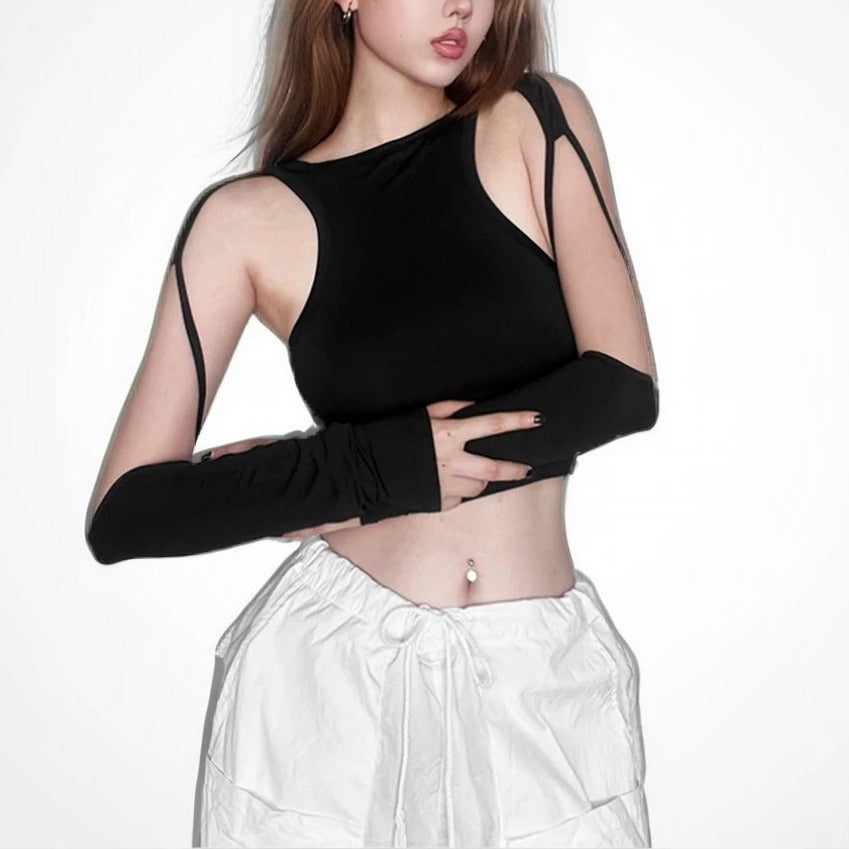 Cyber Hollow-out Sleeve Top