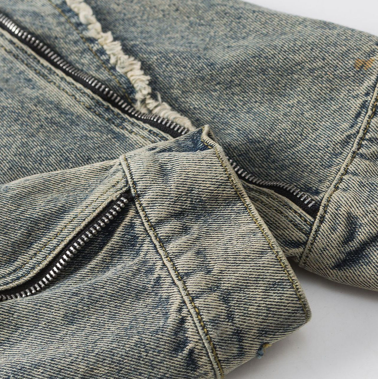 Frayed Hem Denim Bomber Jacket