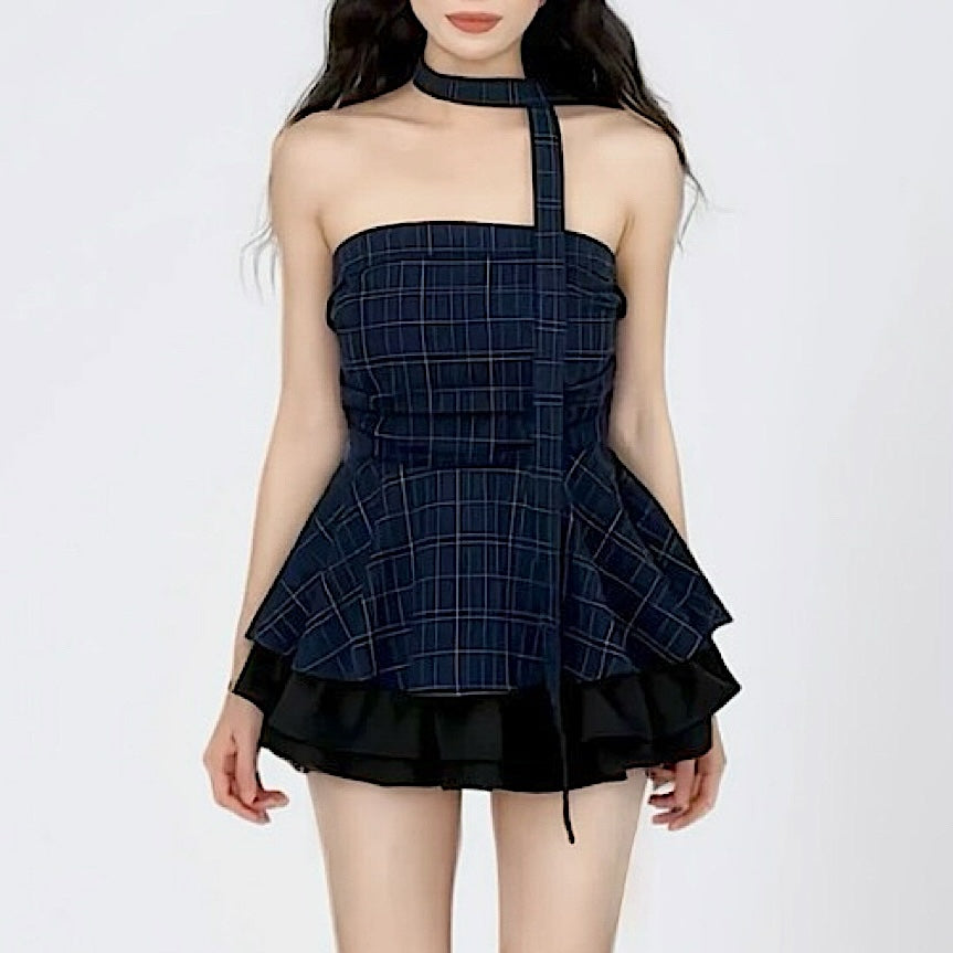 Checkmate Scarf Tube Top