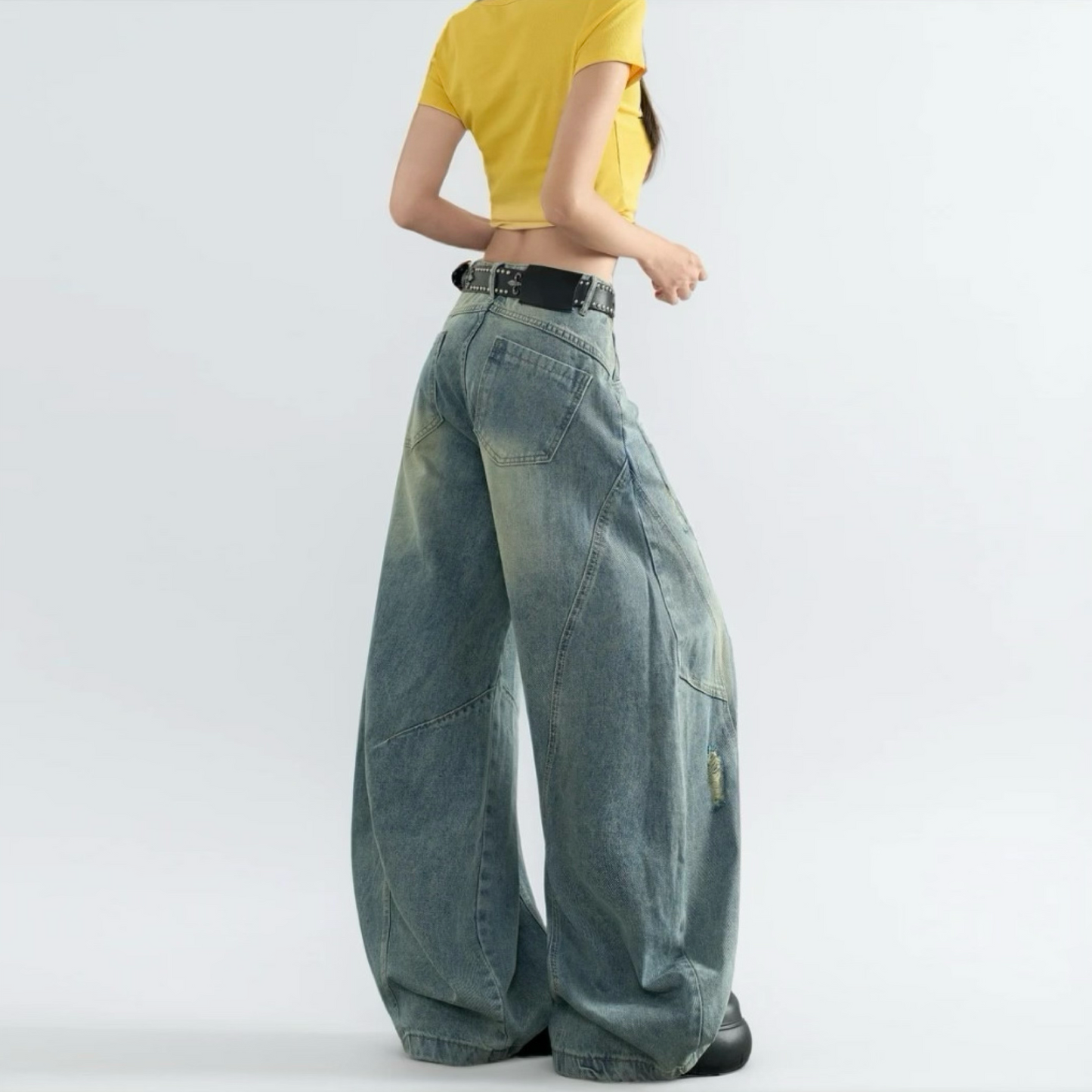 Distressed Barrel Leg Jeans