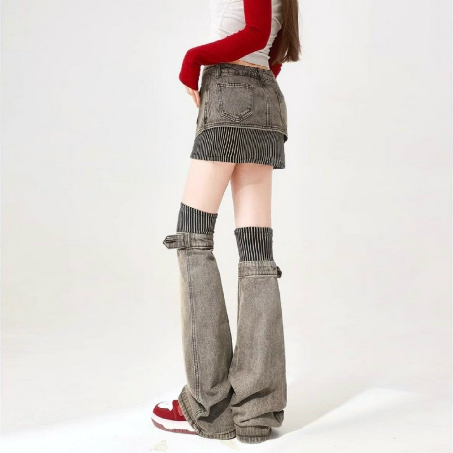Robyn Denim Mini Skirt & Leg Warmer Set