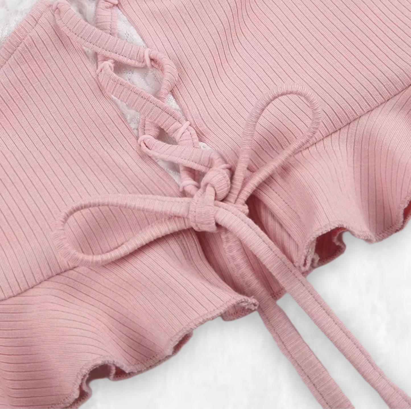 Strawberry Milk Lace-Up Top