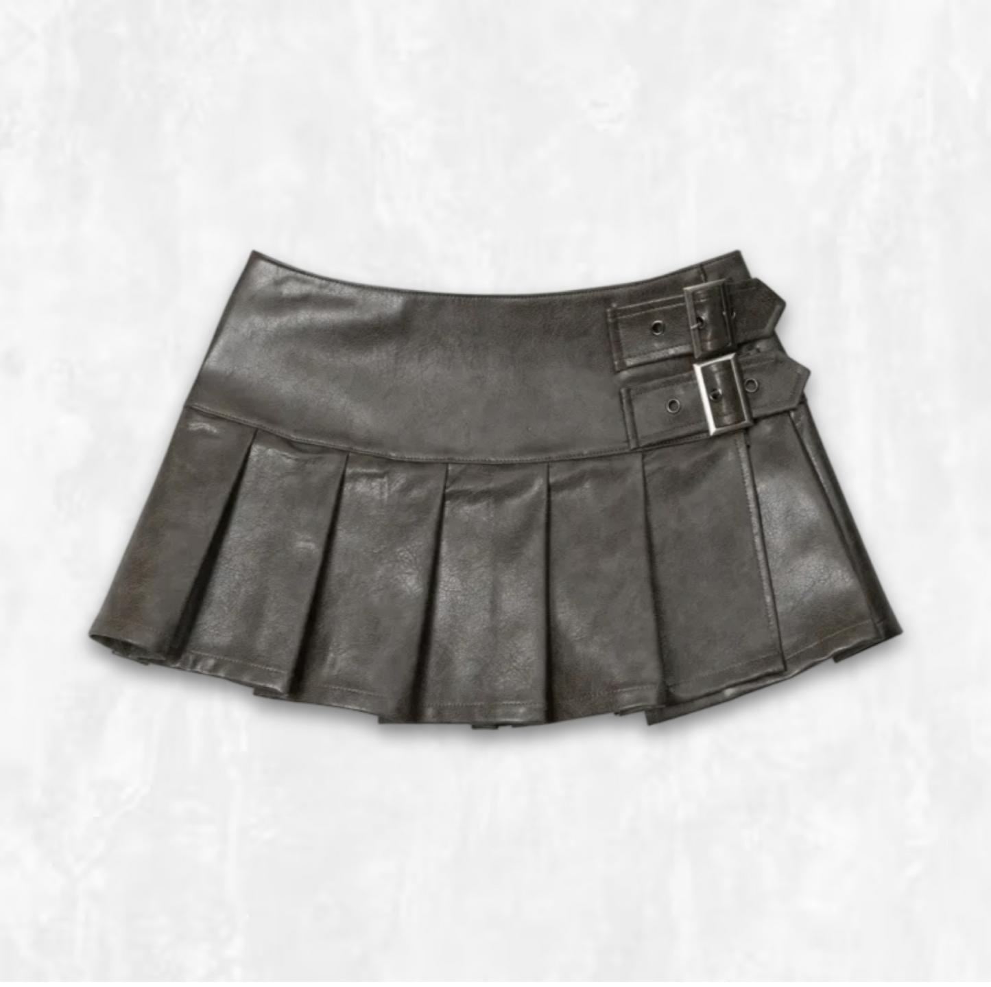 Pleated Vegan Leather Micro Skirt
