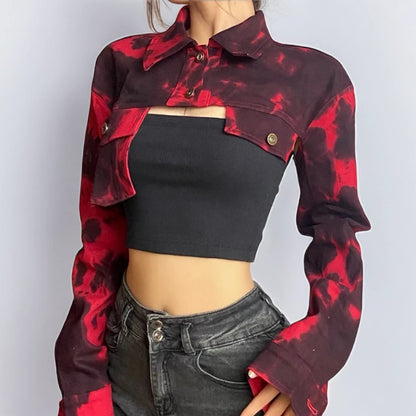 Rebel Flame Tie-Dye Denim Shrug