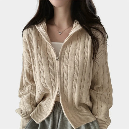 Double Zip Cable-knit Sweater