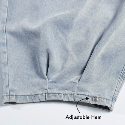 Adjustable Hem Barrel Leg Denim Sweats