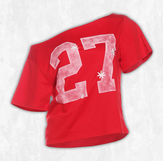 All-Star Off-The-Shoulder Varsity Tee