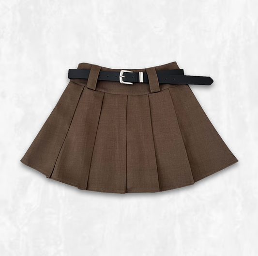 Belted Brocade Miniskirt