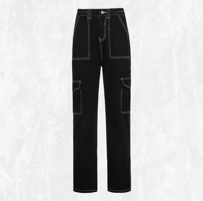 Black Contrast Stitch Jeans