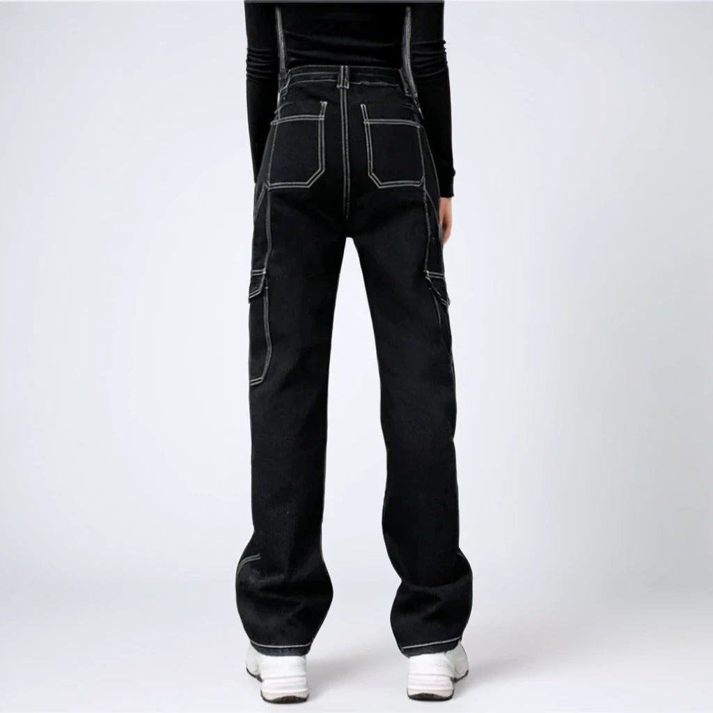 Black Contrast Stitch Jeans