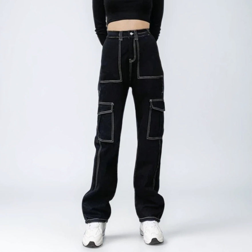 Black Contrast Stitch Jeans