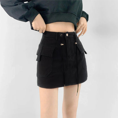 Cargo Drawstring Miniskirt