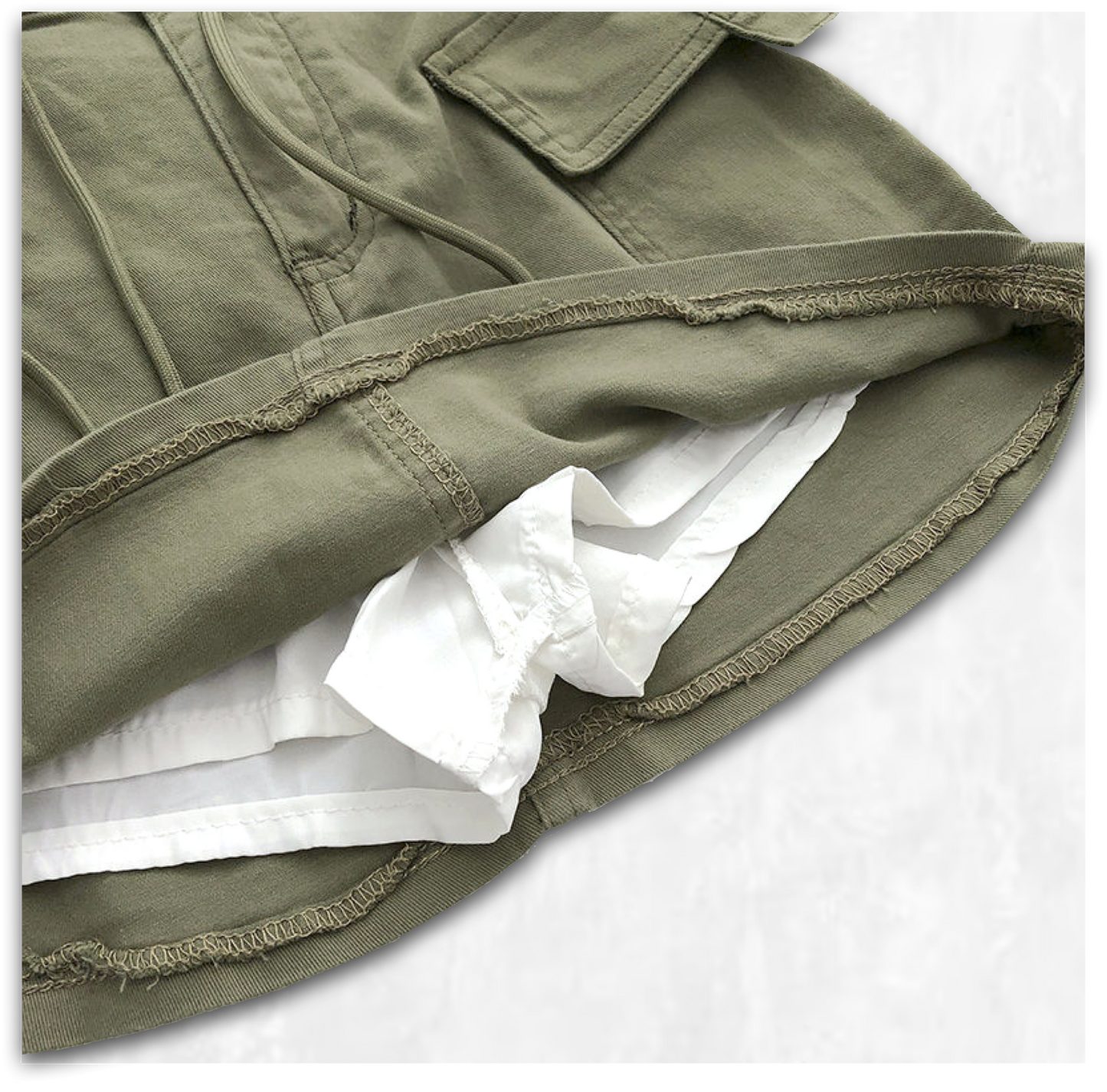 Cargo Drawstring Miniskirt