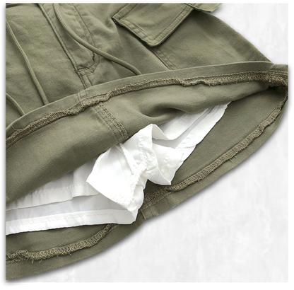 Cargo Drawstring Miniskirt