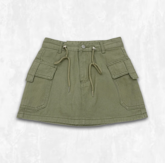 Cargo Drawstring Miniskirt