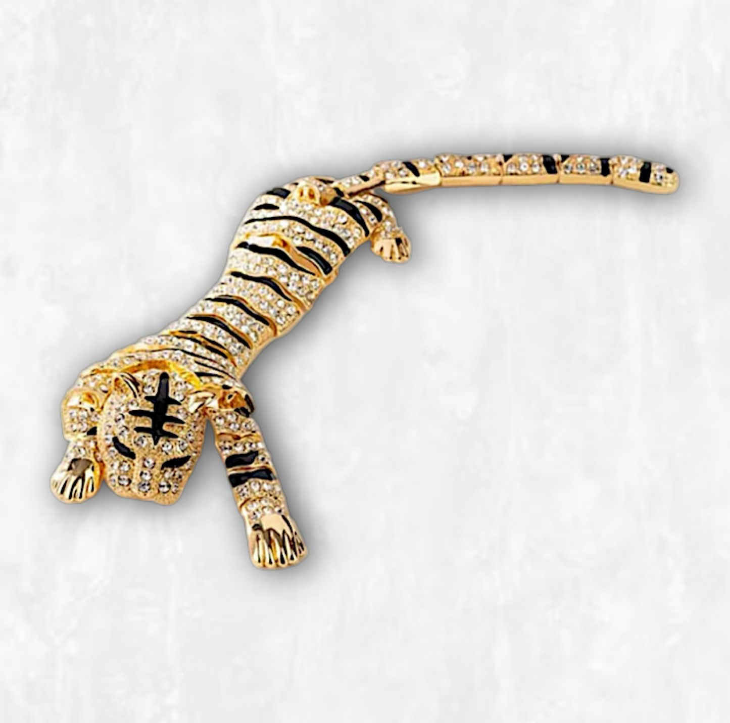 Crystal Encrusted Tigress Broach