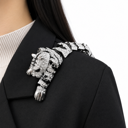 Crystal Encrusted Tigress Broach