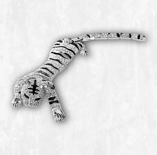 Crystal Encrusted Tigress Broach