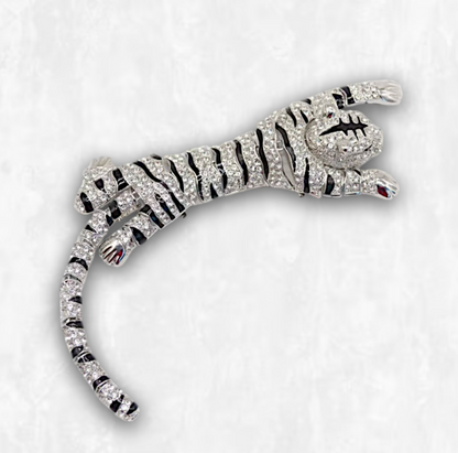 Crystal Encrusted Tigress Broach