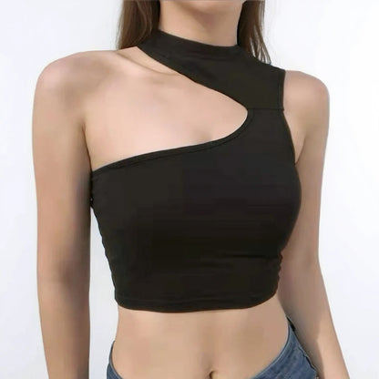 Curve Cut Asymmetric Halter Top