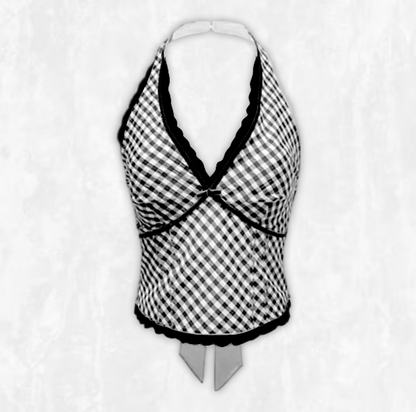 Daisy Gingham Halterneck Top