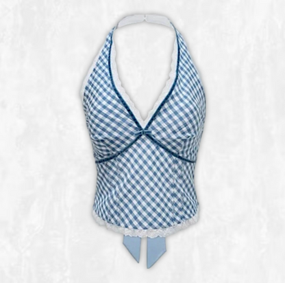 Daisy Gingham Halterneck Top