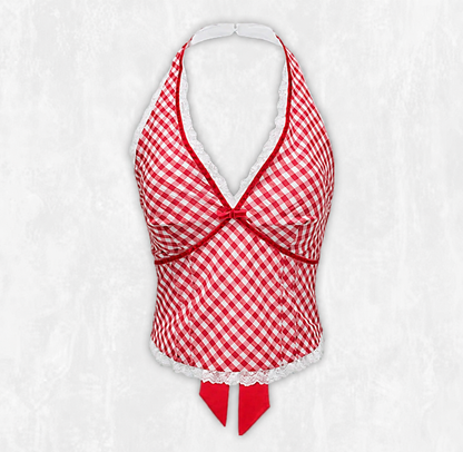 Daisy Gingham Halterneck Top