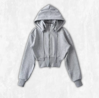 Detachable Fleece-Lined Cropped Hoodie