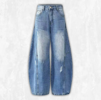 Distressed Barrel Leg Jeans