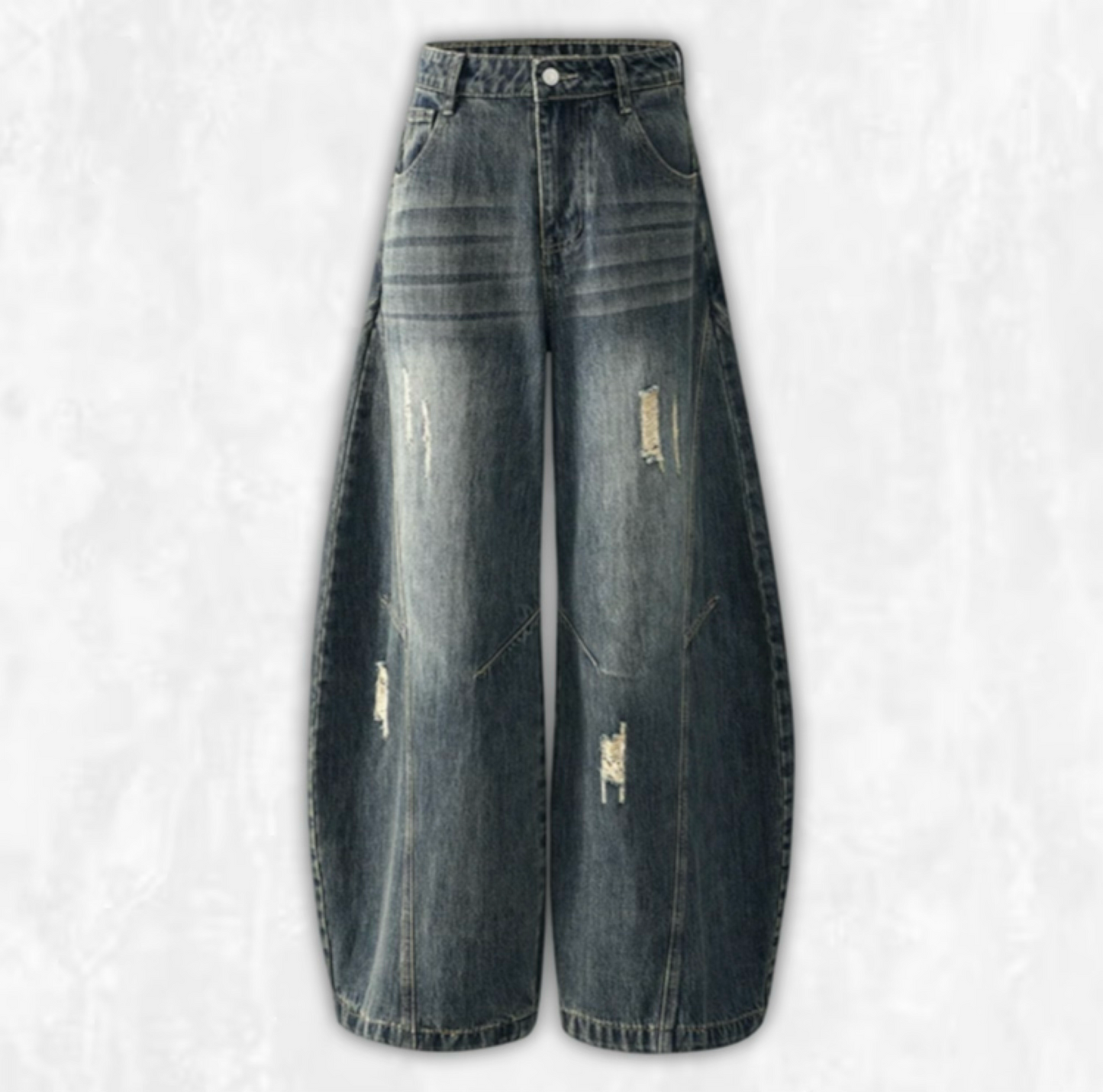 Distressed Barrel Leg Jeans
