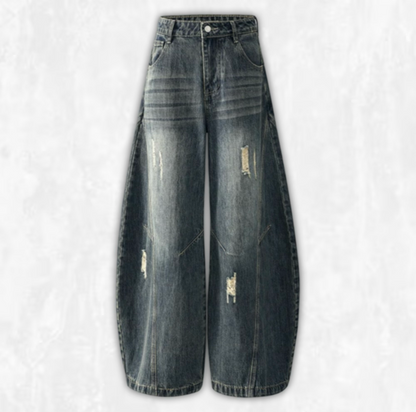 Distressed Barrel Leg Jeans