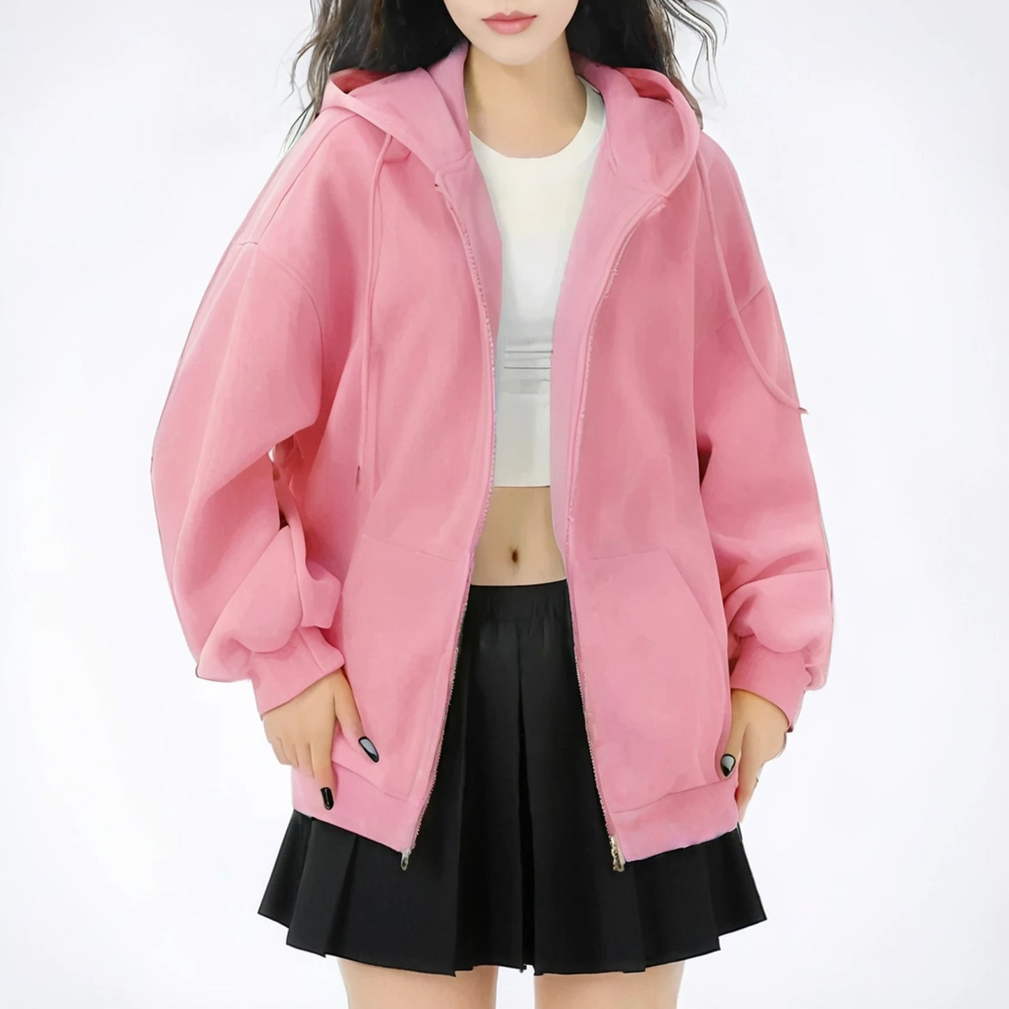 Oversized Fleece Zip-up Hoodie