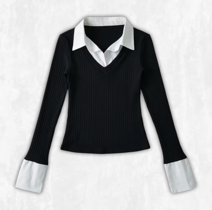 Harper Contrast Collar Top