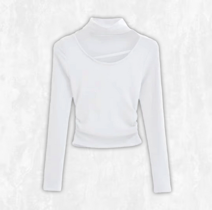 High-Neck Cutout Detail Long-sleeved Shirt