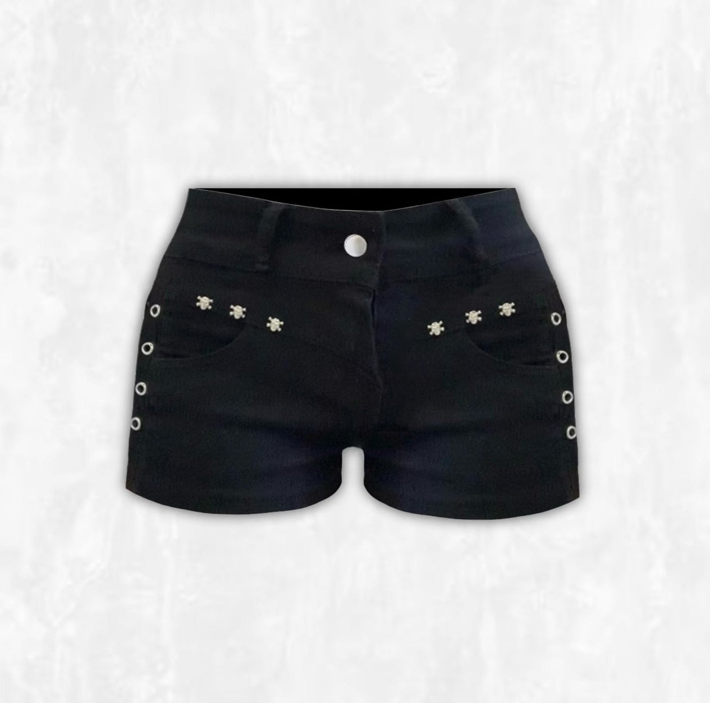 Low Waist Eyelet Denim Shorts