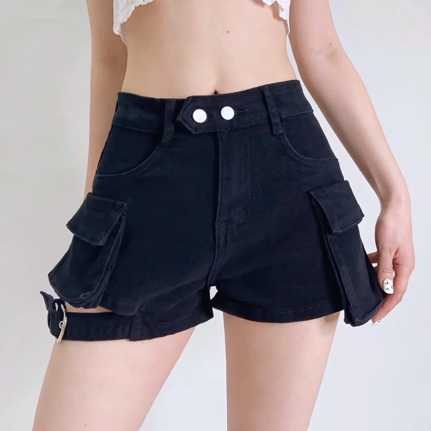 Buckle Detail Cargo Shorts