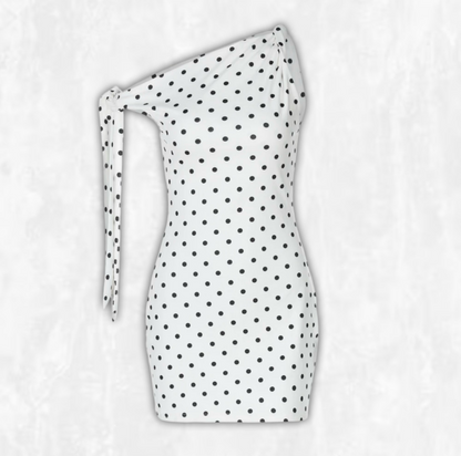 Off The Shoulder Polka Dotted Dress