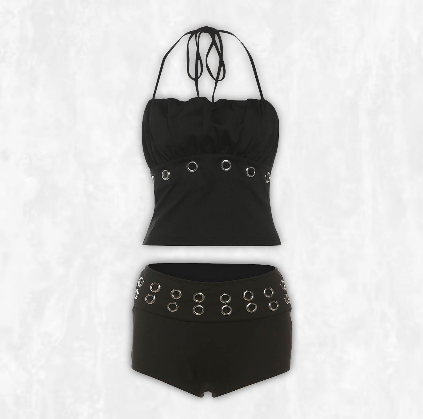 Onyx Eyelet Halter Top & Shorts
