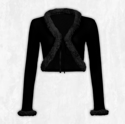 Petit Faux Fur Trim Cardigan