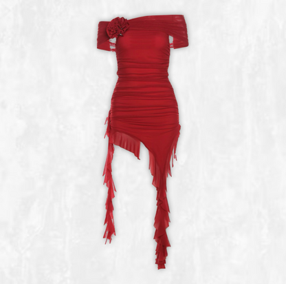 Rose Veil 2-Piece Asymmetrical Dress