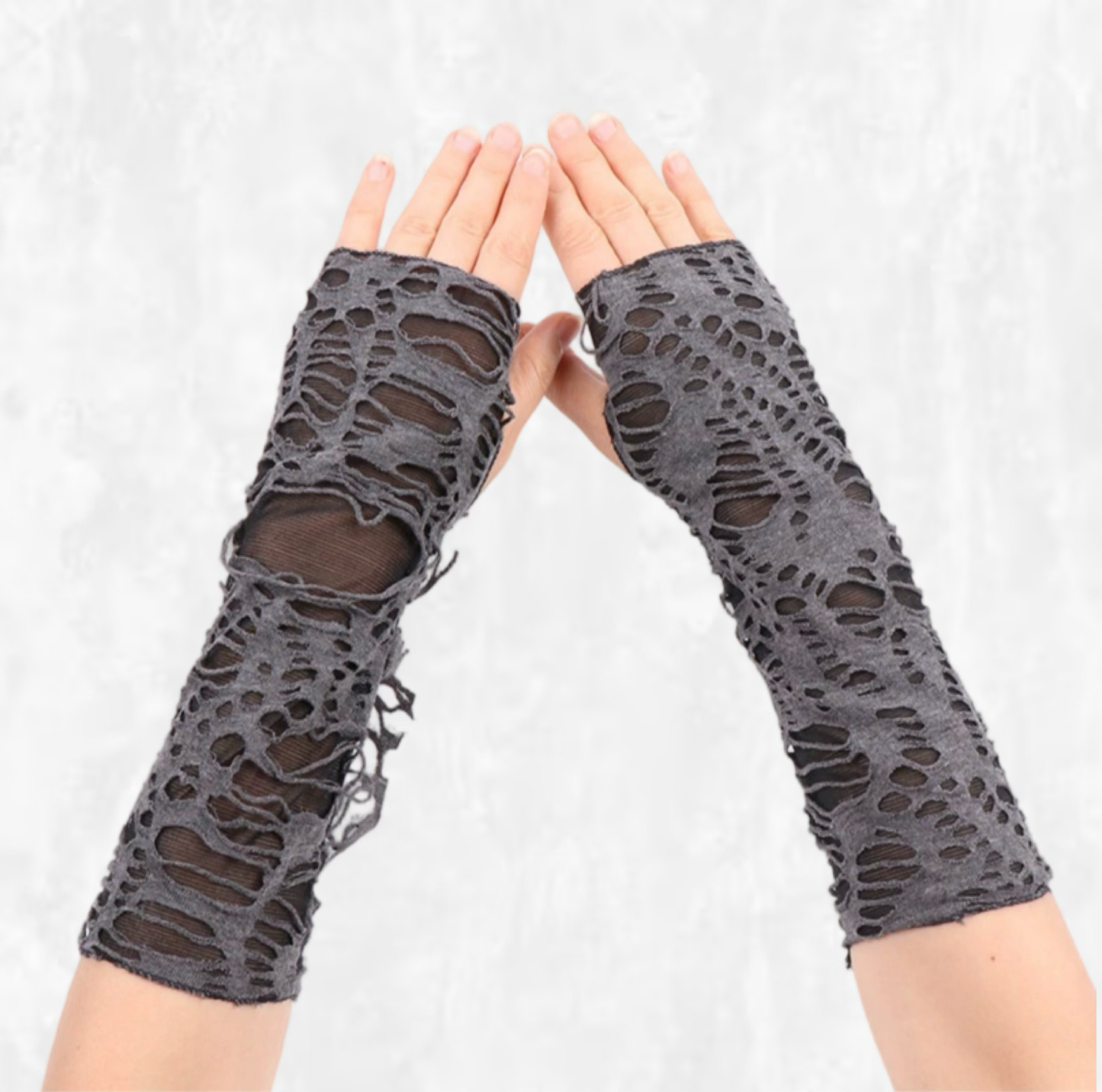 Shredded Concrete Distressed Arm Warmers