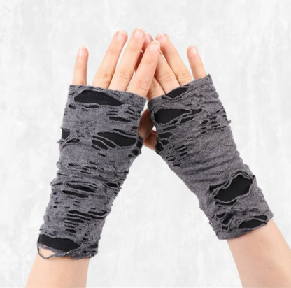 Shredded Concrete Distressed Arm Warmers