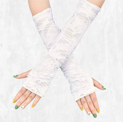 Shredded Concrete Distressed Arm Warmers