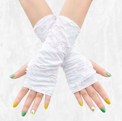 Shredded Concrete Distressed Arm Warmers