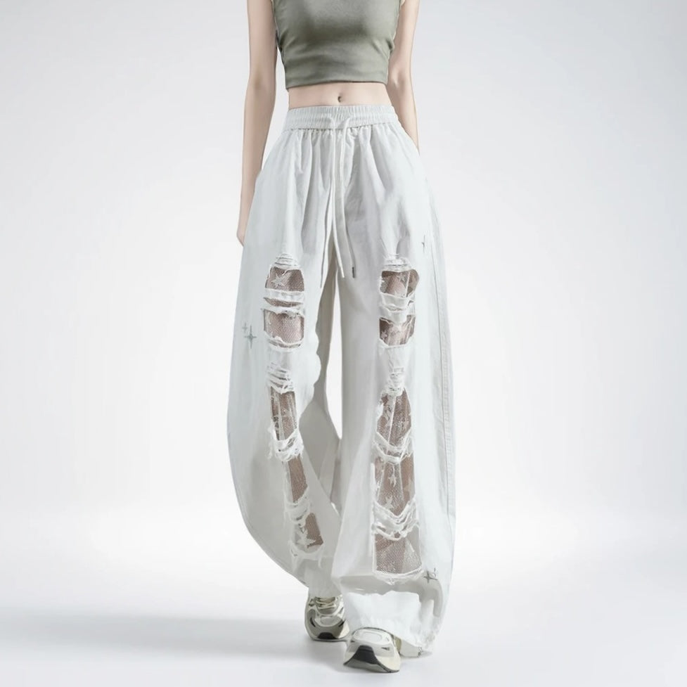 Starlit Distressed Wide Leg Jeans