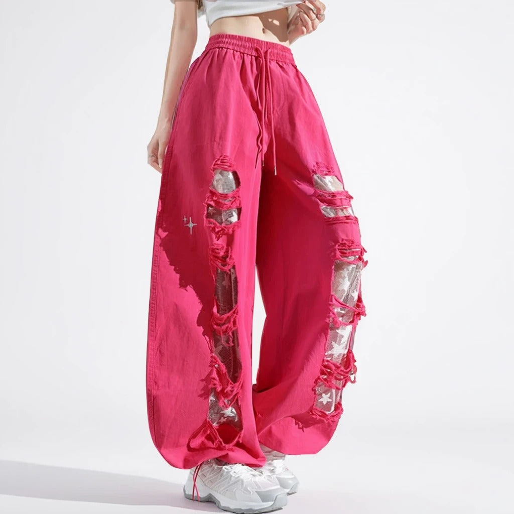 Starlit Distressed Wide Leg Jeans