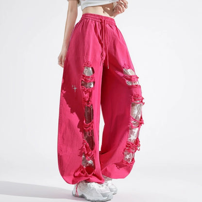 Starlit Distressed Wide Leg Jeans