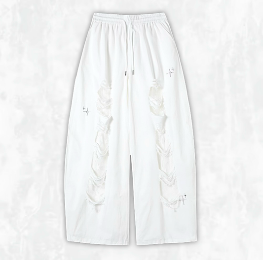 Starlit Distressed Wide Leg Jeans