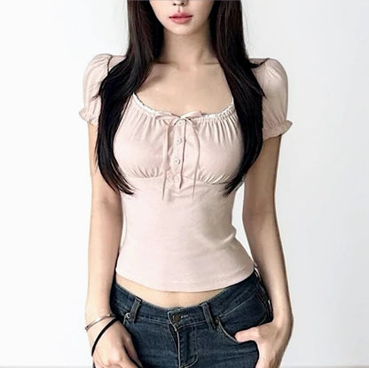 Strawberry Coquette Puff Sleeve Top