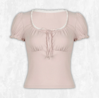 Strawberry Coquette Puff Sleeve Top
